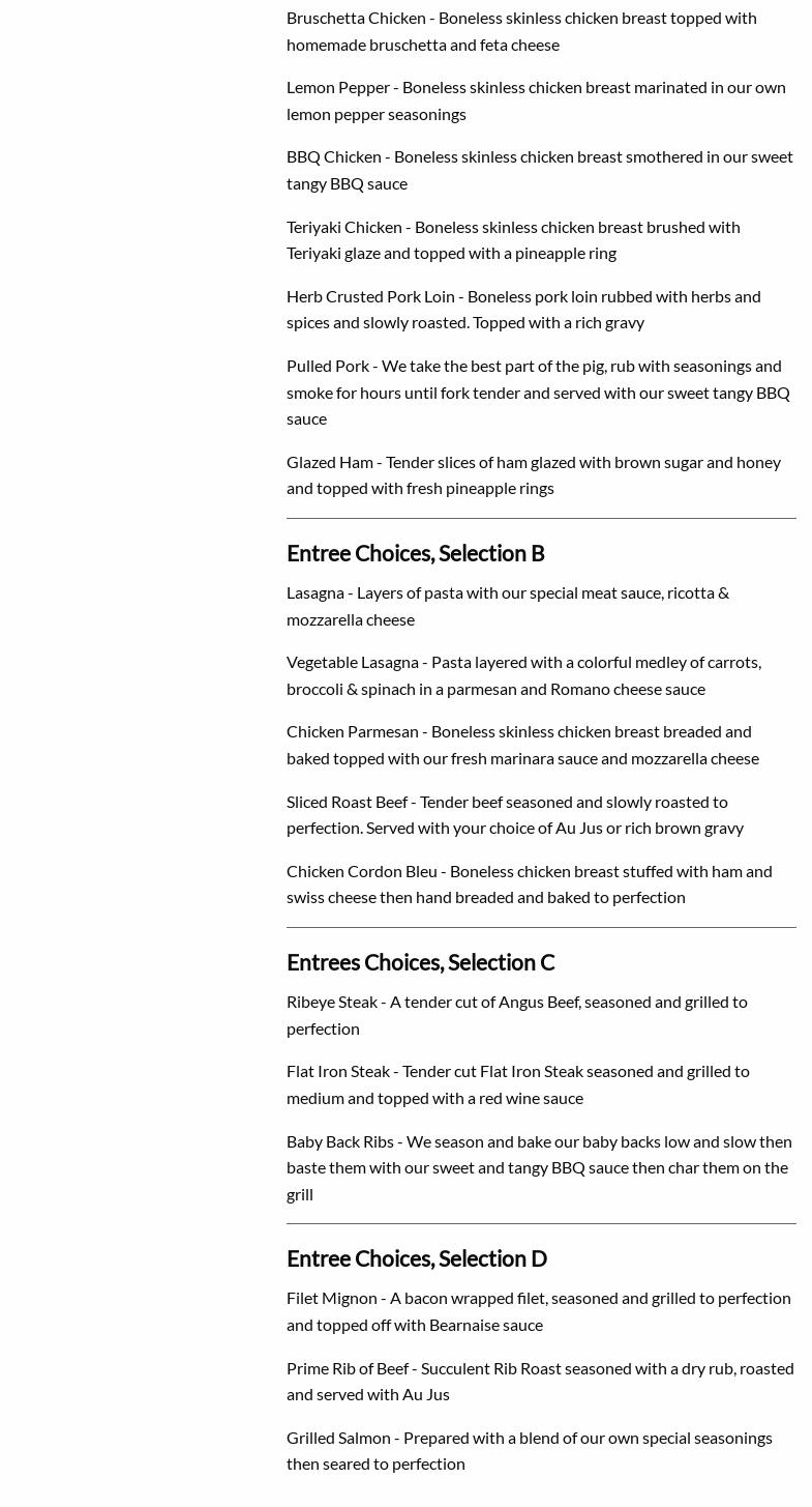 The Catering Company Menu