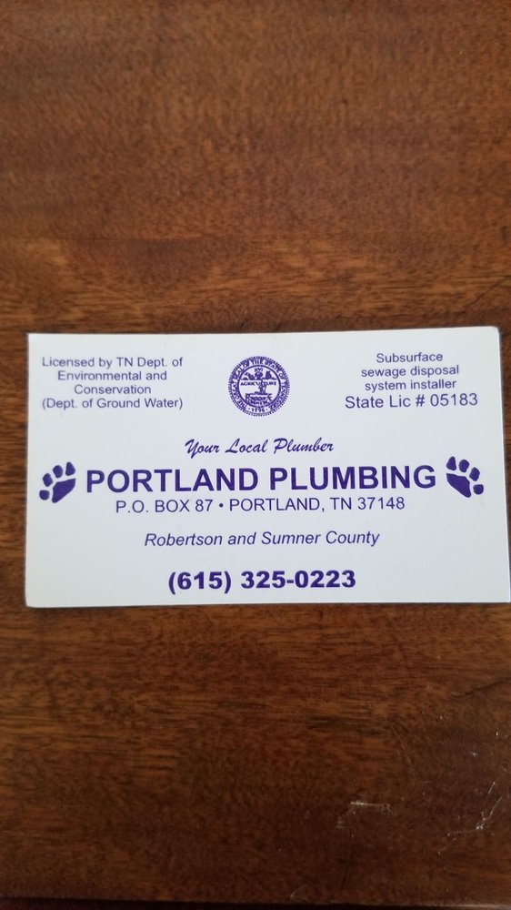 Portland plumbing 102 Old Westmoreland Rd, Portland Tennessee 37148