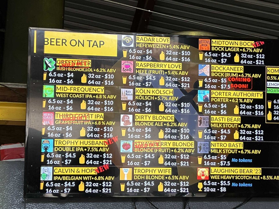 Under the Radar Brewery Menu