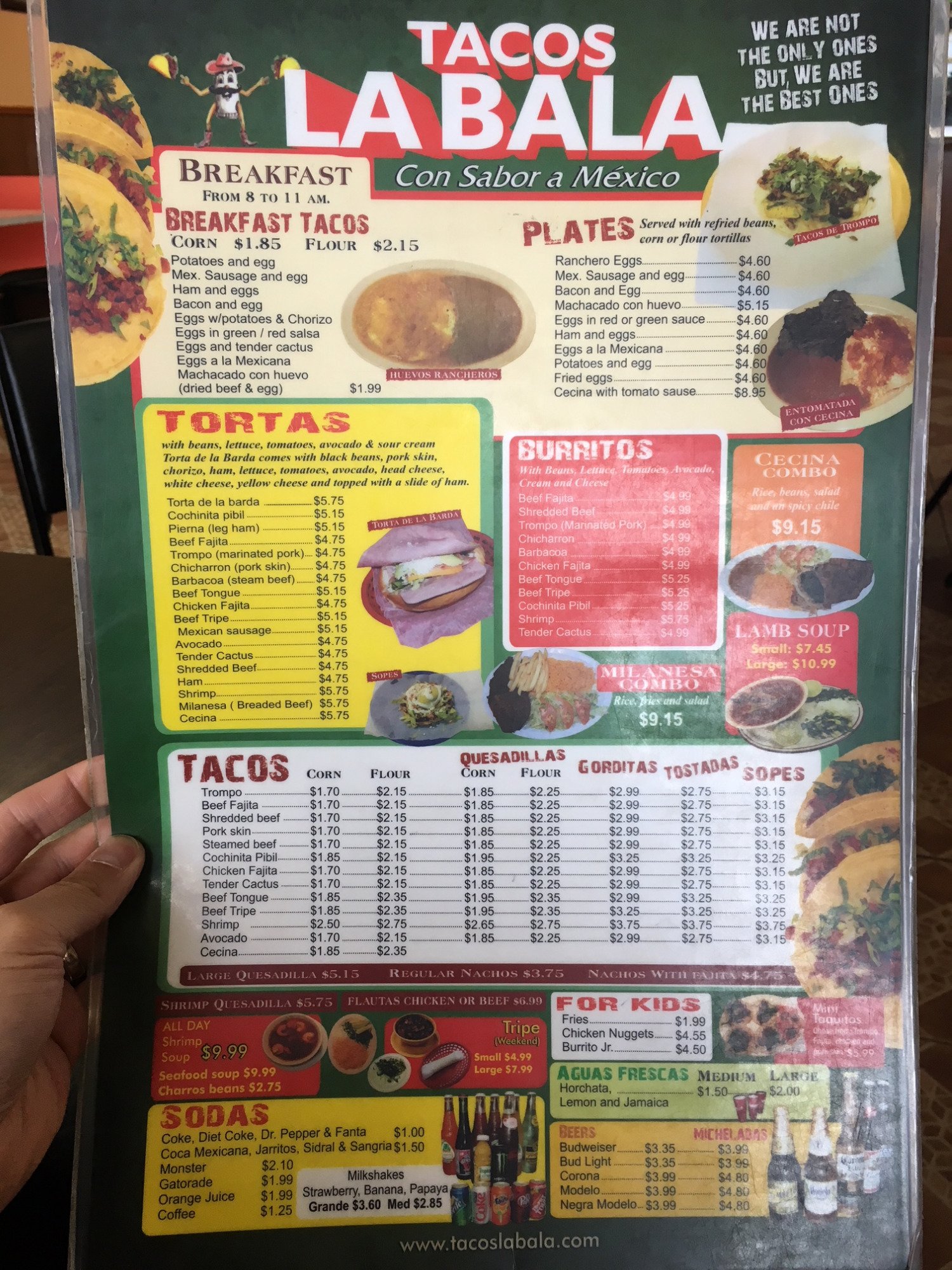 Tacos La Borrega Menu