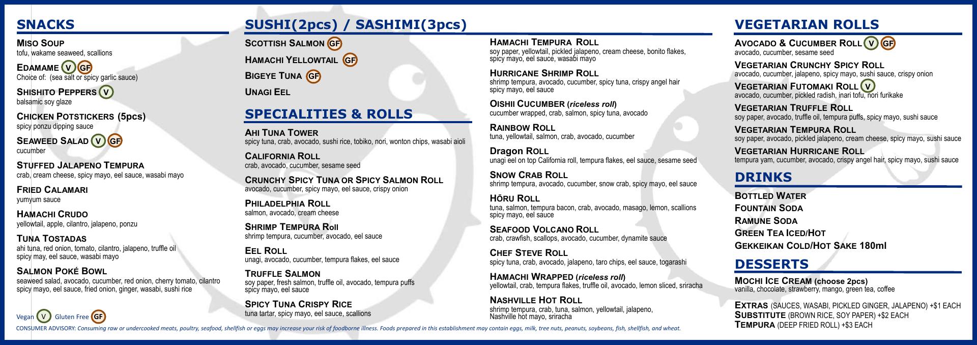 Dorado Sushi Menu