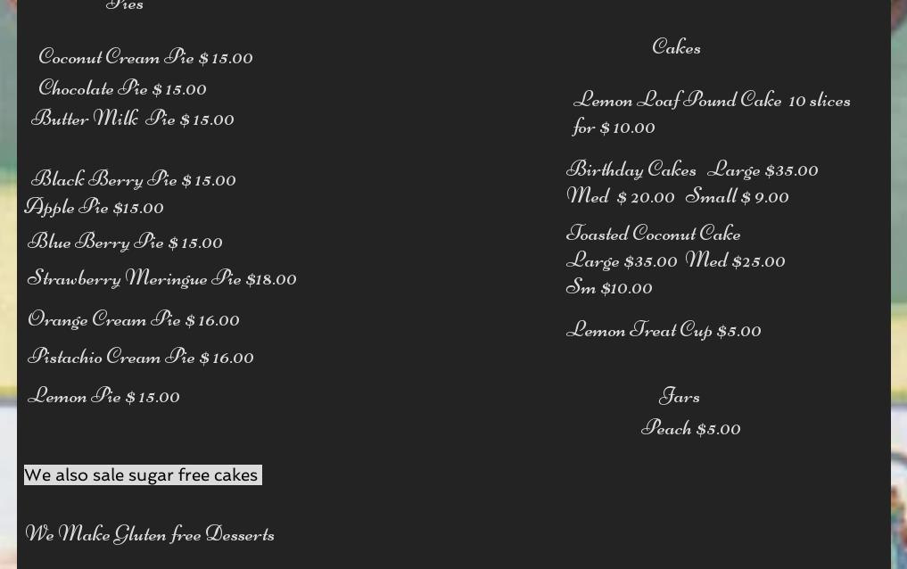 He Sets The Table Bakery LLC Menu