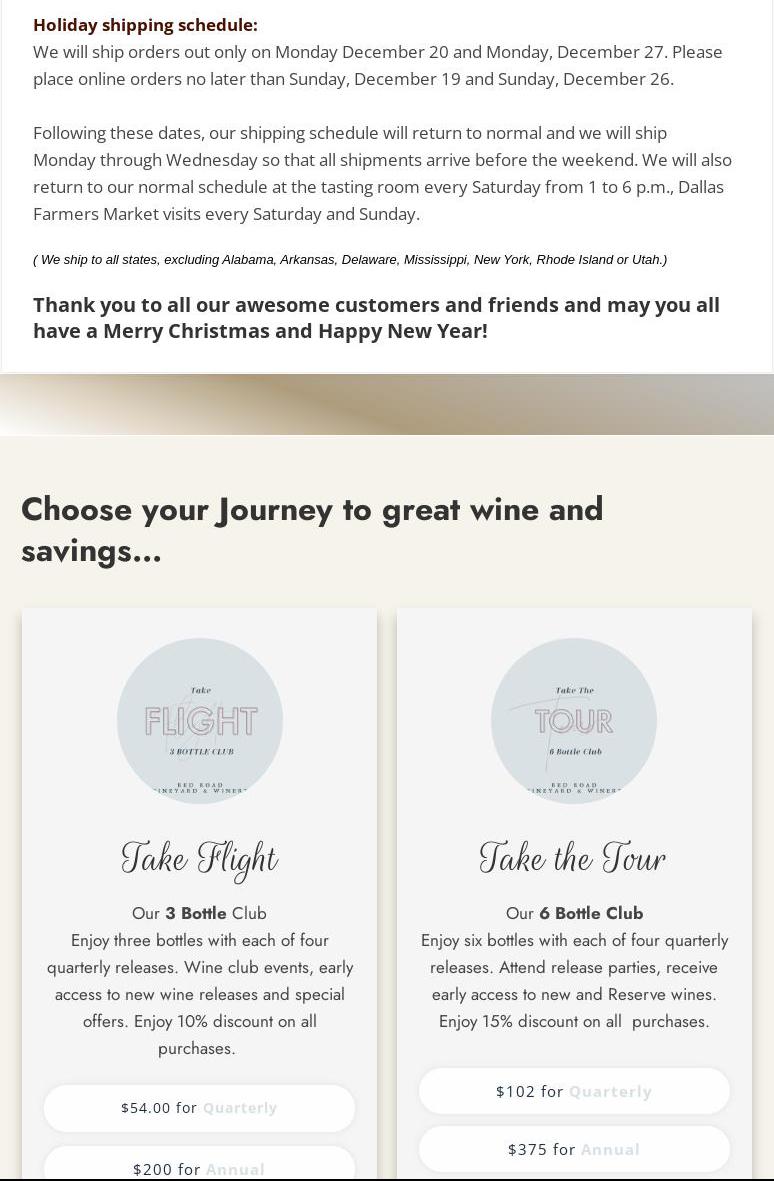 Red Road Wines LLC Menu