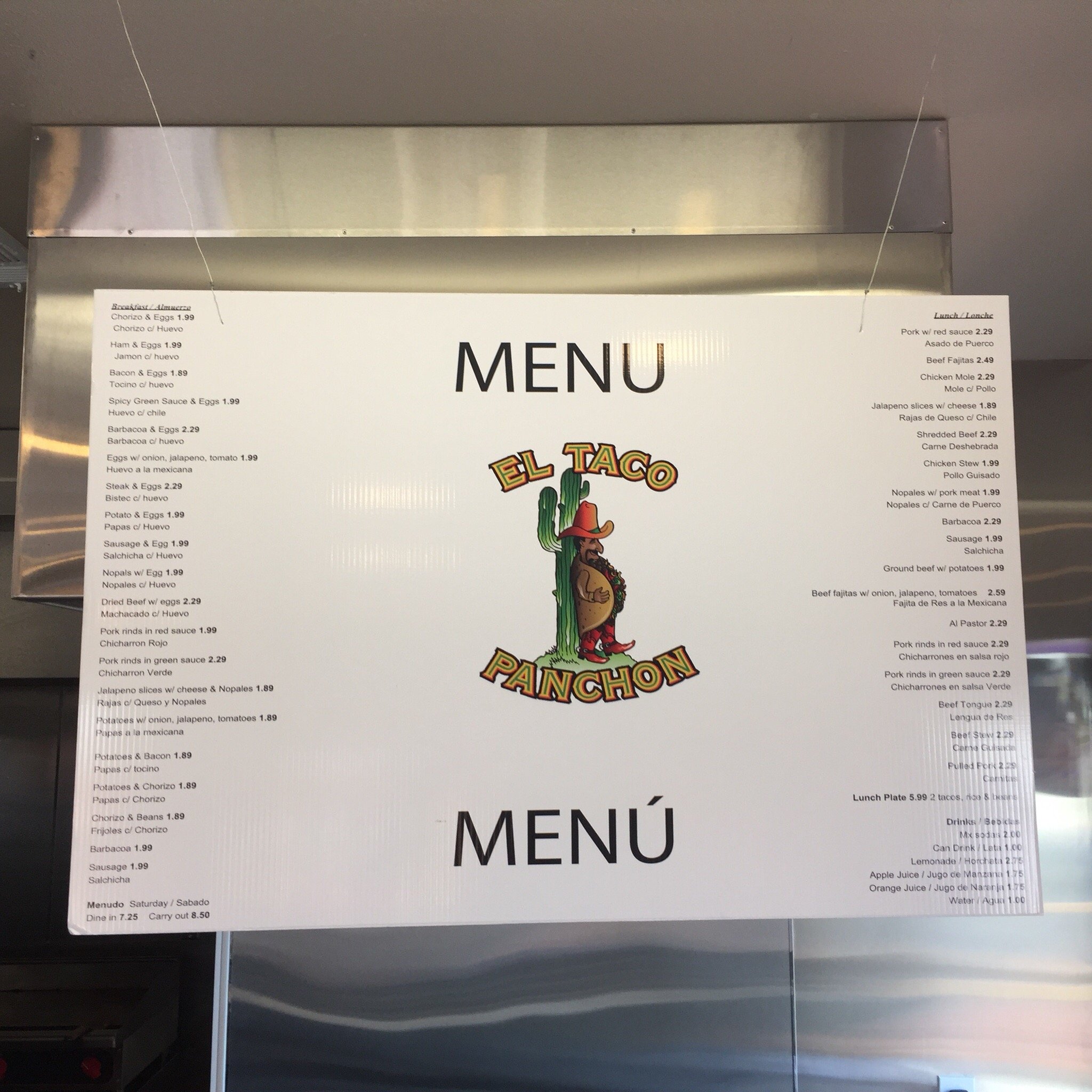 Taqueria La Indomable Menu