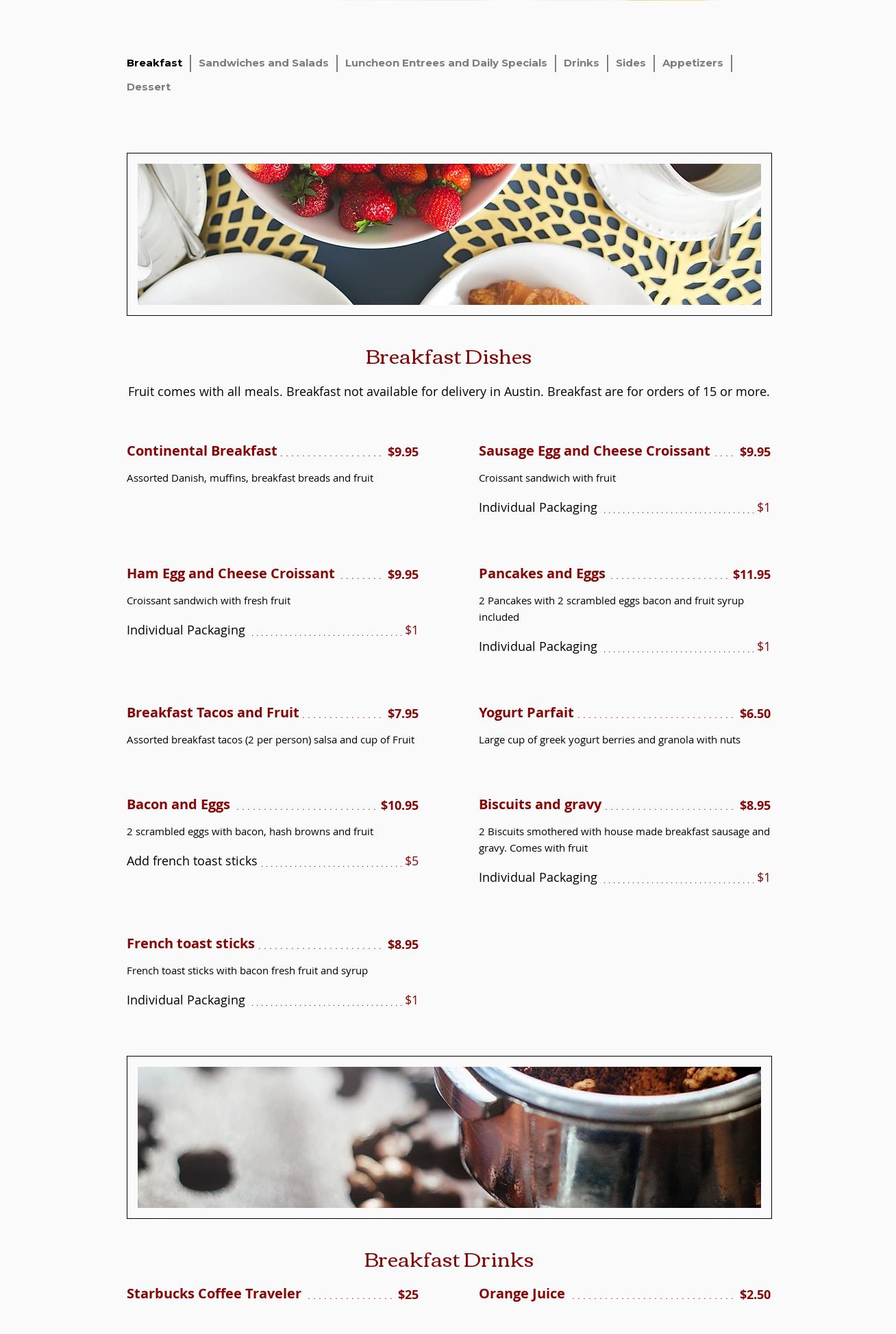 Star Catering Of San Antonio Menu