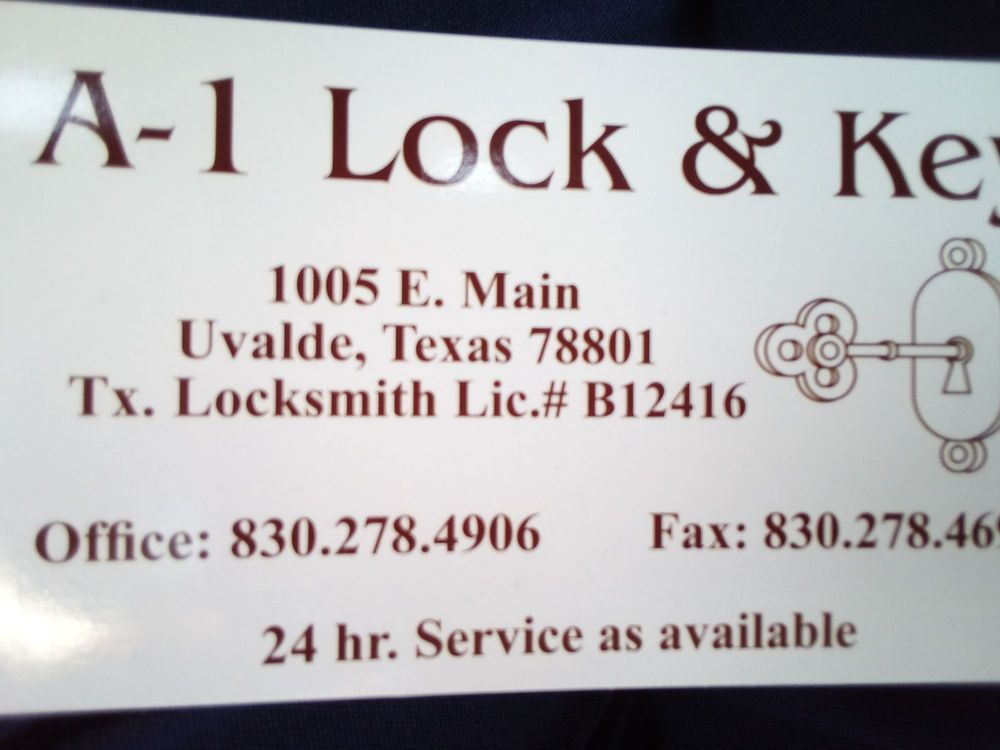 A-1 Lock & Key LLC 1005 E Main St, Uvalde Texas 78801
