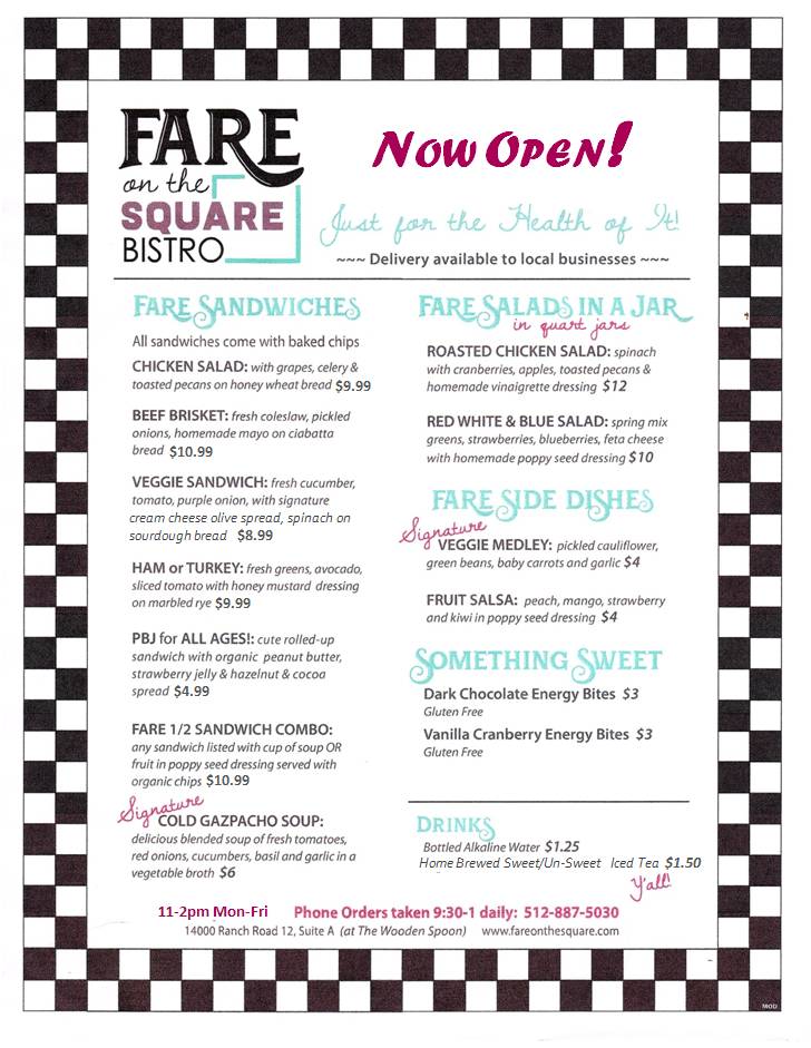 Fare on the Square Menu