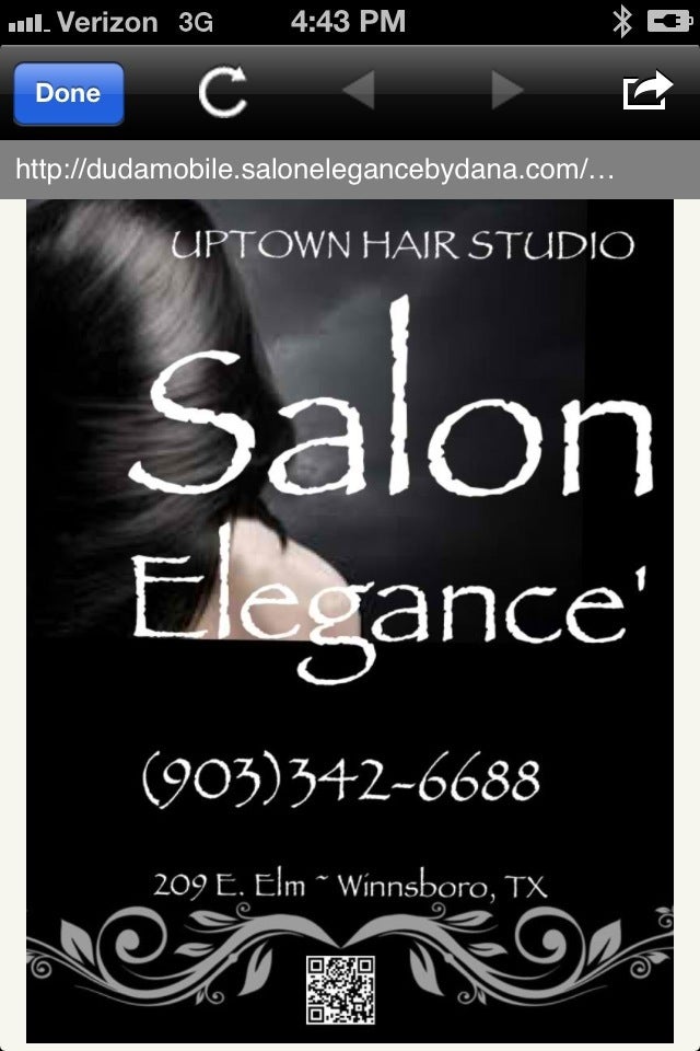 Salon Elegance Hair Studio 209 E Elm St, Winnsboro Texas 75494