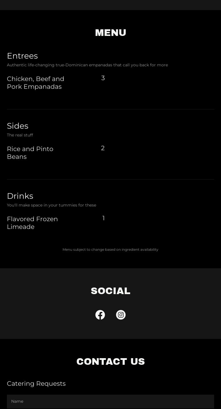 Chicho's Flavors of the Dominican Republic Menu