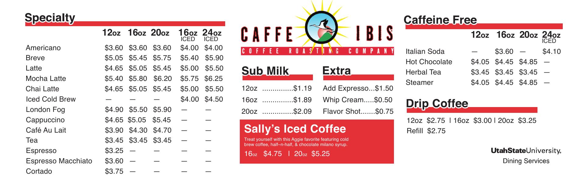 USU Caffe Ibis Menu
