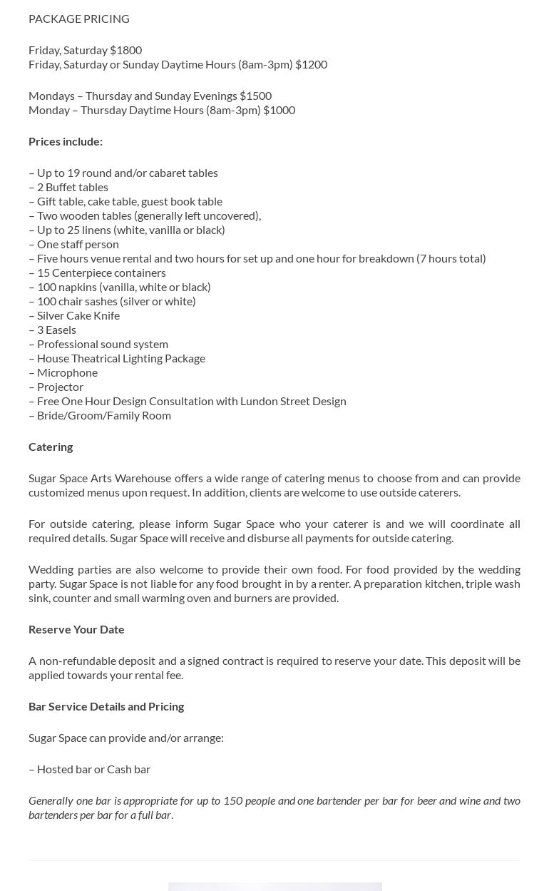 Sugar Space Play House Menu