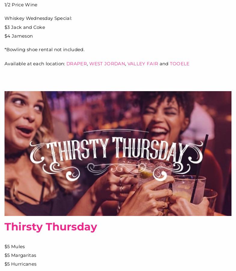 Pins & Ales - West Jordan Menu