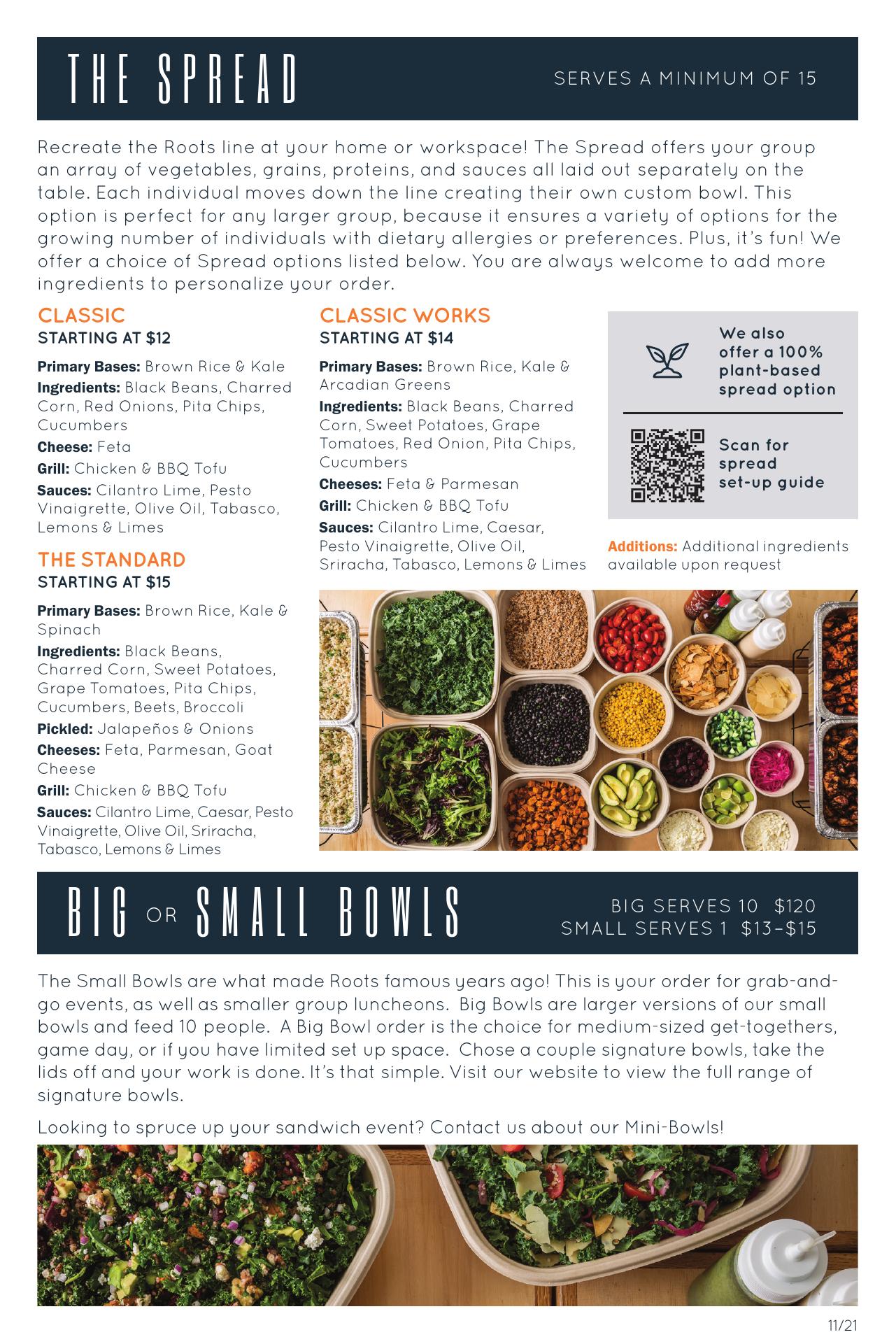 Roots Natural Kitchen - Catering & App Orders Menu