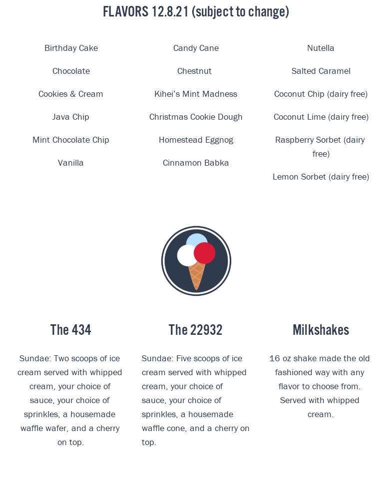 Crozet Creamery Menu