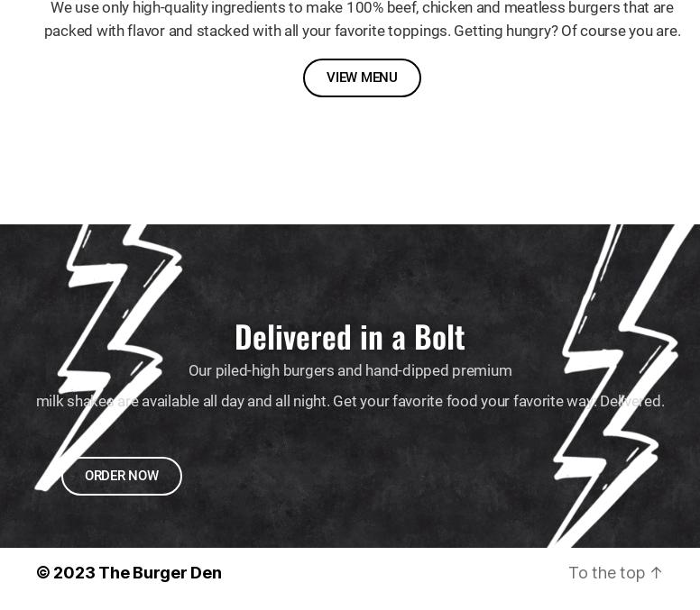 The Burger Den Menu