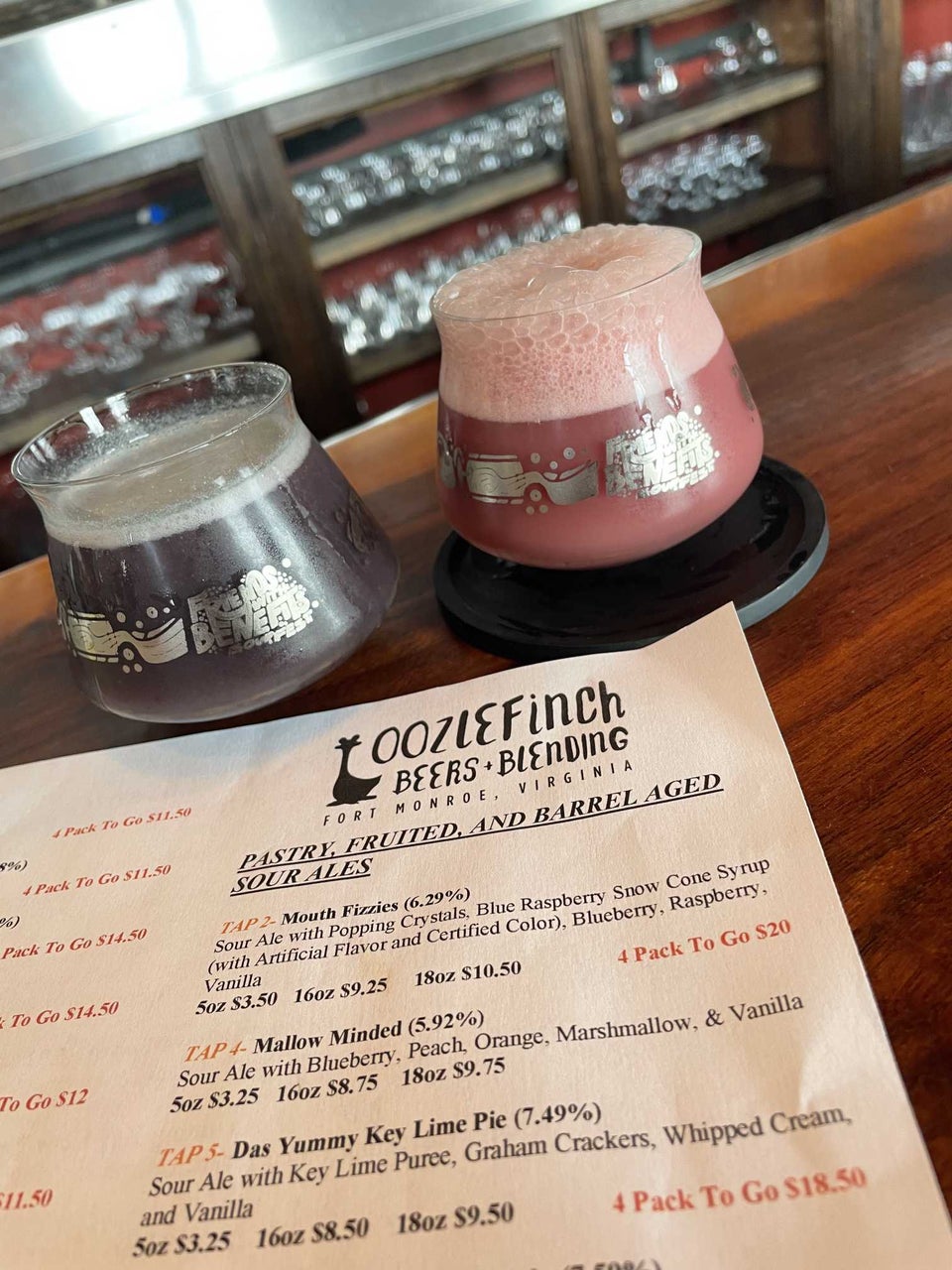 Oozlefinch Beers & Blending Menu