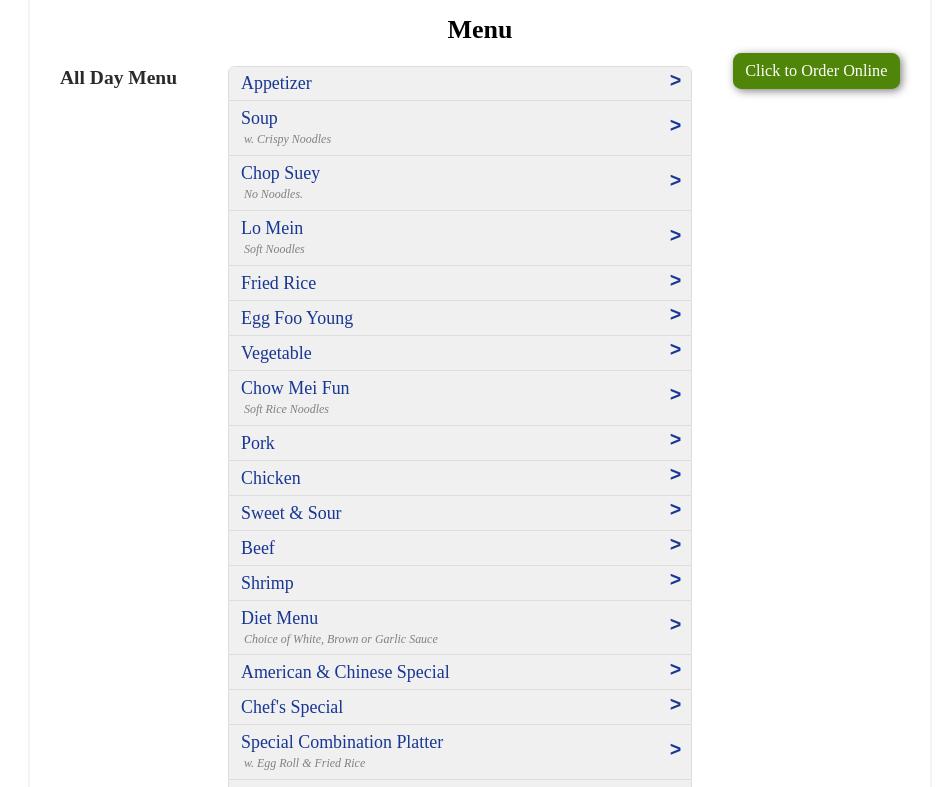 Eastern Restaurant Menu