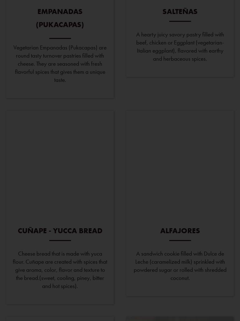 Casero Creations Menu