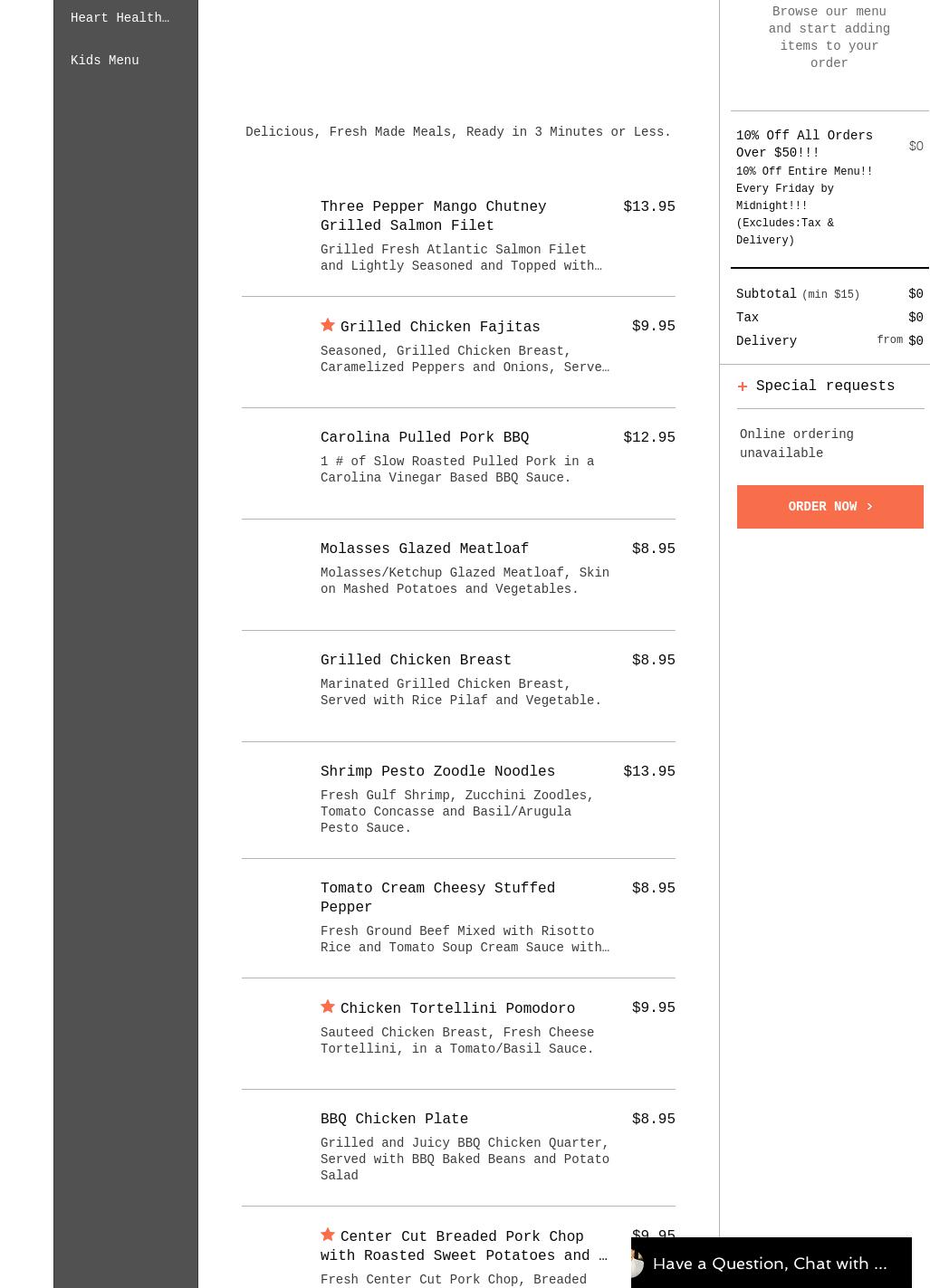 Gourmet Take Away Menu