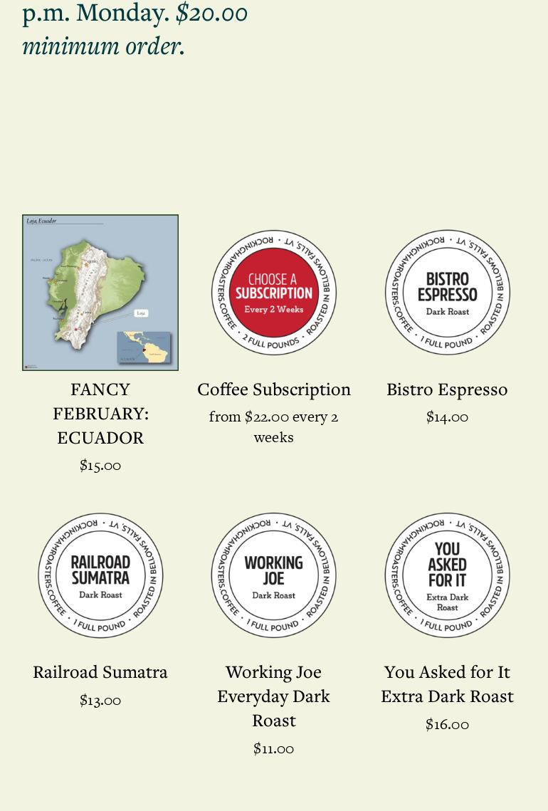 Rockingham Roasters Menu