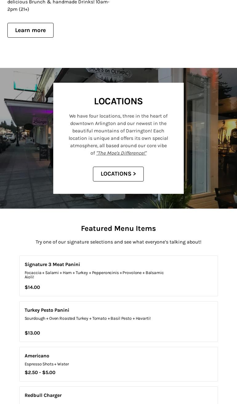 Moe's Espresso Menu