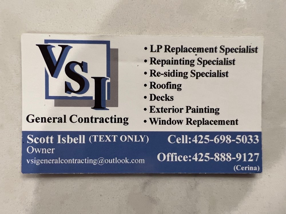VSI General Contracting, LLC 45400 SE 140th St, North Bend Washington 98045