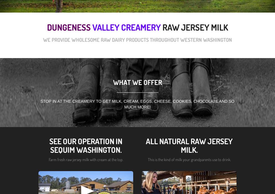 Dungeness Valley Creamery Menu