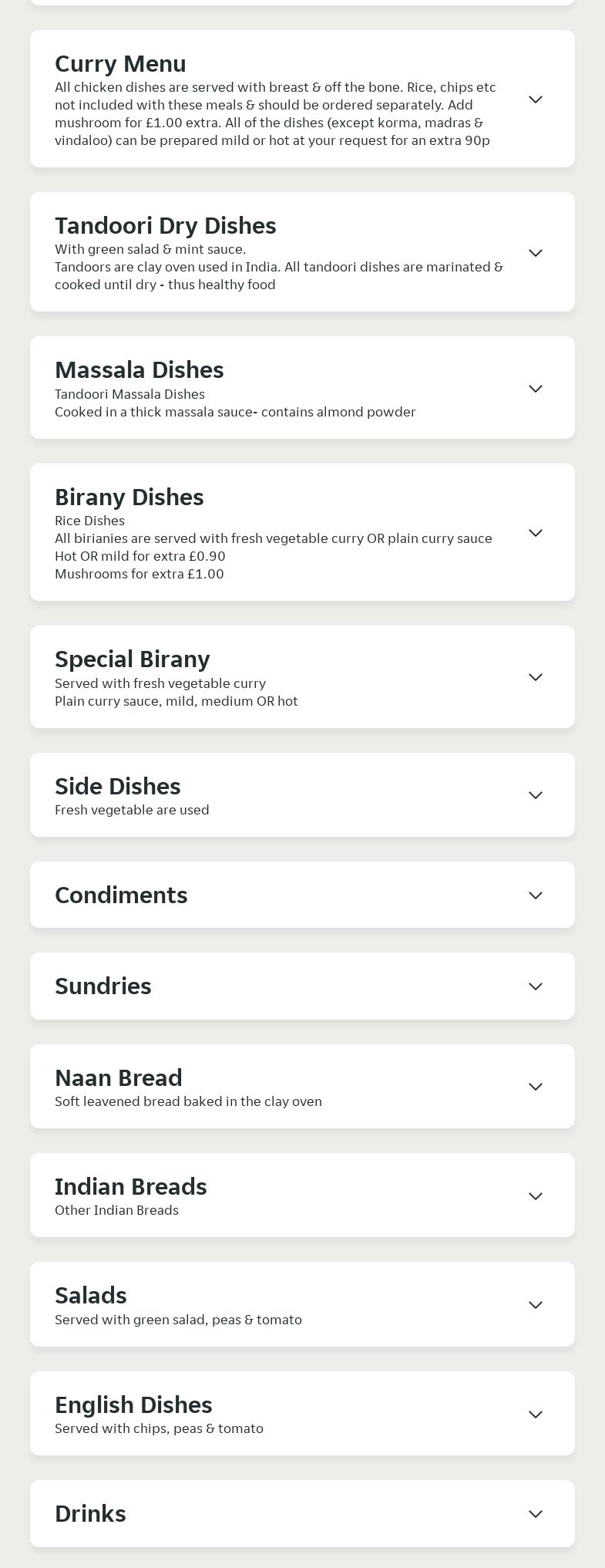 The Handpost Tandoori Menu