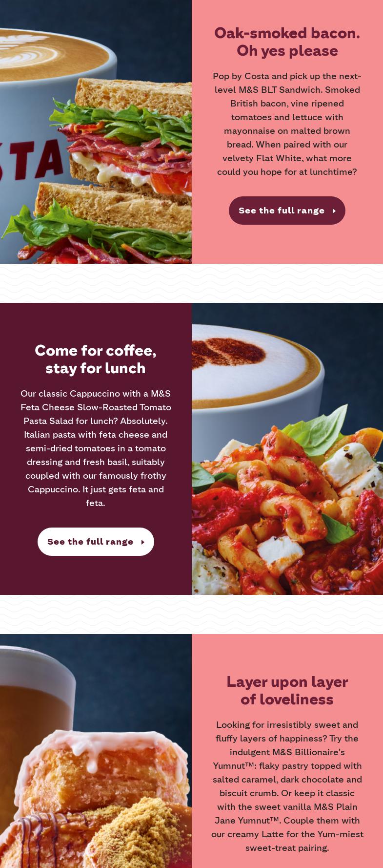 Costa Coffee Menu