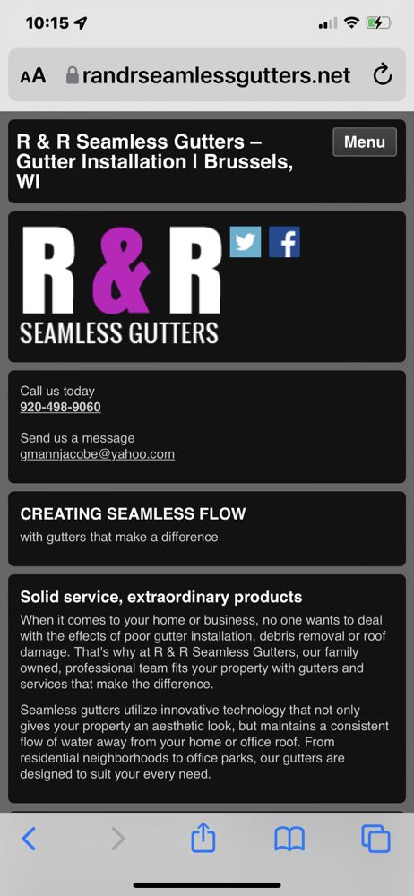 R & R Seamless Gutters 2950 Meadow Lark Ln, Brussels Wisconsin 54204