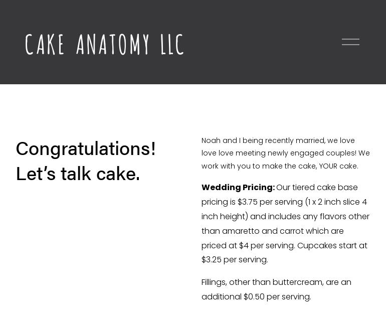Cake Anatomy LLC Menu