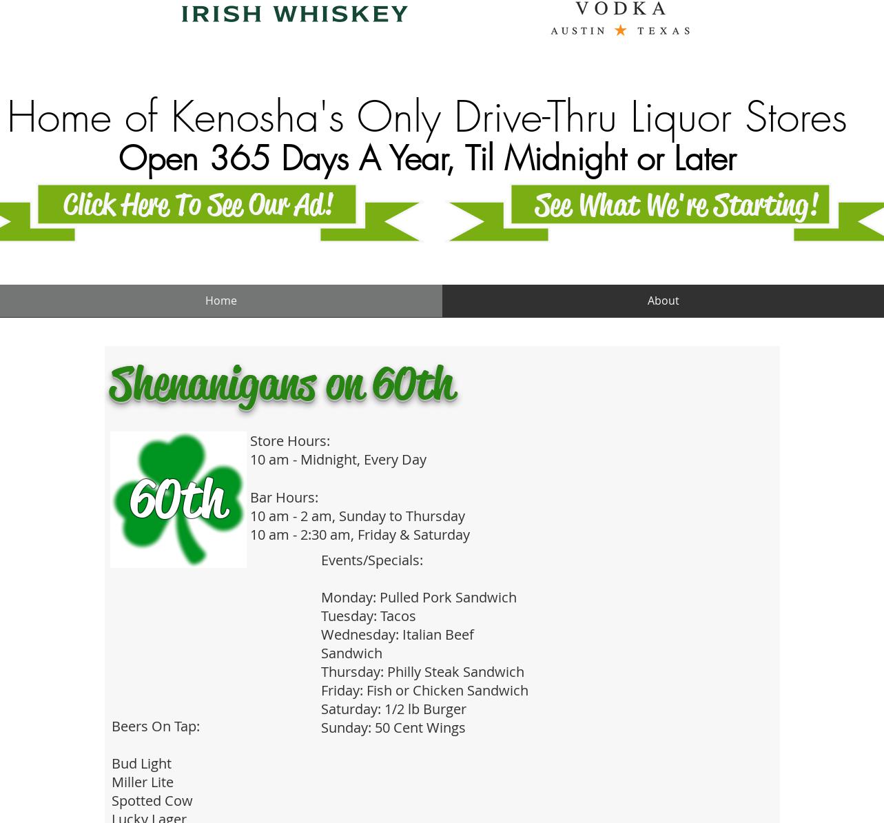 Shenanigan's Bar Menu