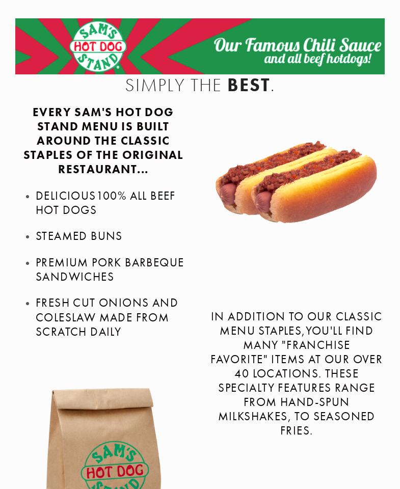 Sam's Hotdogs Menu